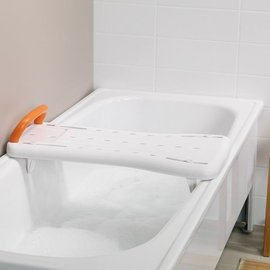 Jopassy Asiento de bañera, asiento de bañera para personas mayores, tabla  de asiento con plato giratorio y reposabrazos, ancho ajustable 41-62 cm